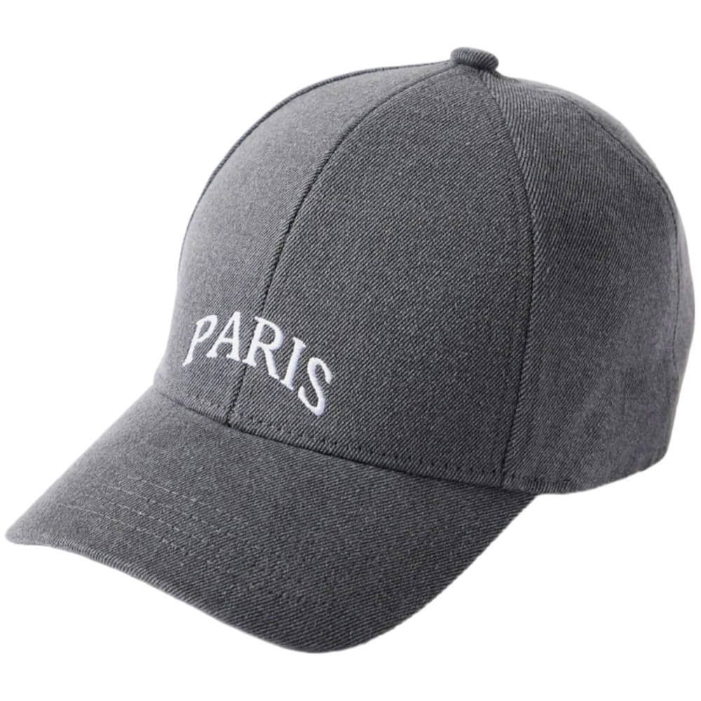 Mint Velvet Grey Denim Paris Slogan Cap